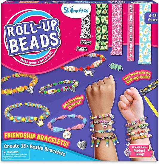 Skillmatics Craft Activity - Roll-Up Beads Friendship Bracelets DIY Kit, 400+ Charms & Beads, Jewelry Making Kit, Create 25+ Bracelets, Gifts for Kids Ages 6, 7, 8, 9, 10, 11, 12, 13