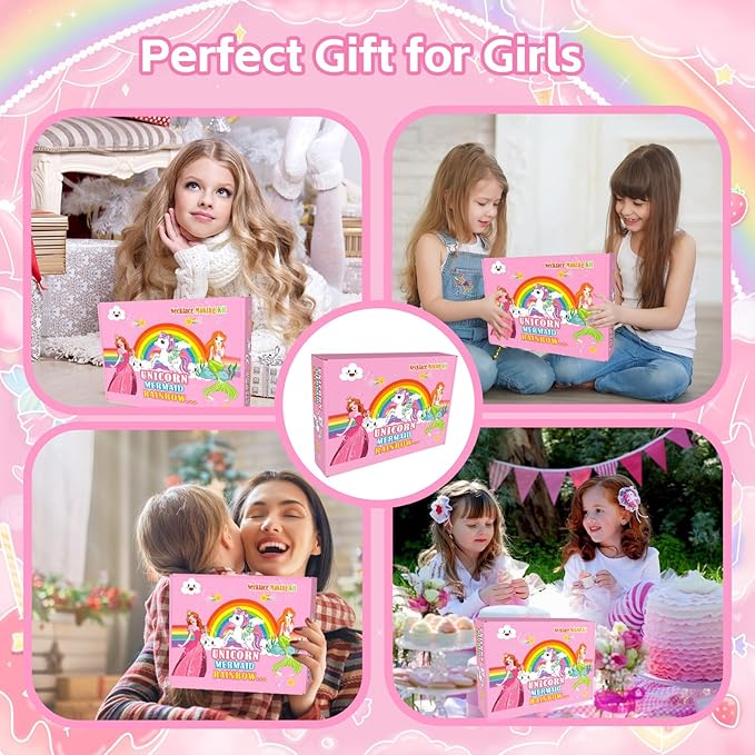 Jewelry Making Kit for Girls Unicorn Mermaid Charm Necklace Making Supplies Beads Set Birthday DIY Arts and Crafts for Girls