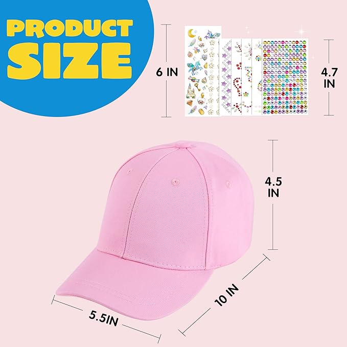 Klever Kits Decorate Your Own Baseball Cap with 7 Sheets Gems Stickers, Art & Crafts Kit for Kids, Fun Creative DIY Toys for Kids Girls