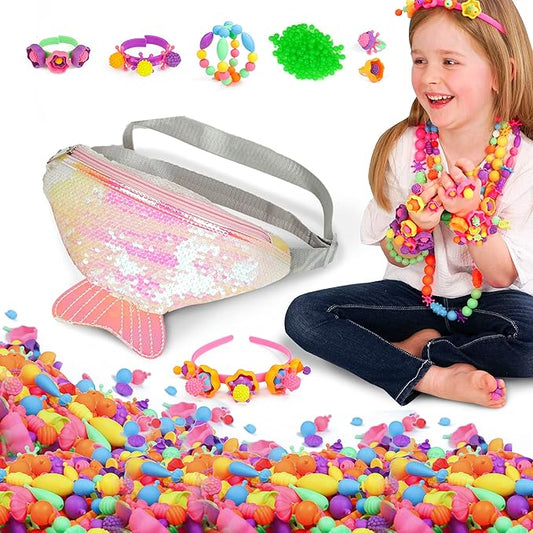 Axel Adventures Pop Beads Jewelery Making Kits for Girls, Colorful Jewelry Crafts Toy for Kids Age 4-8, Necklace, Ring, Bracelet Making Kit for Little Girls, Girls Gift, Educational Girls Gift