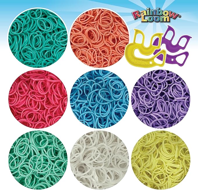 Rainbow Loom® Treasure Box Pastel Edition, 8,000 Rubber Bands in 8 Different Pastel Colors, and a Bonus of 2 Happy Looms, Great Activities for Boys and Girls 7+