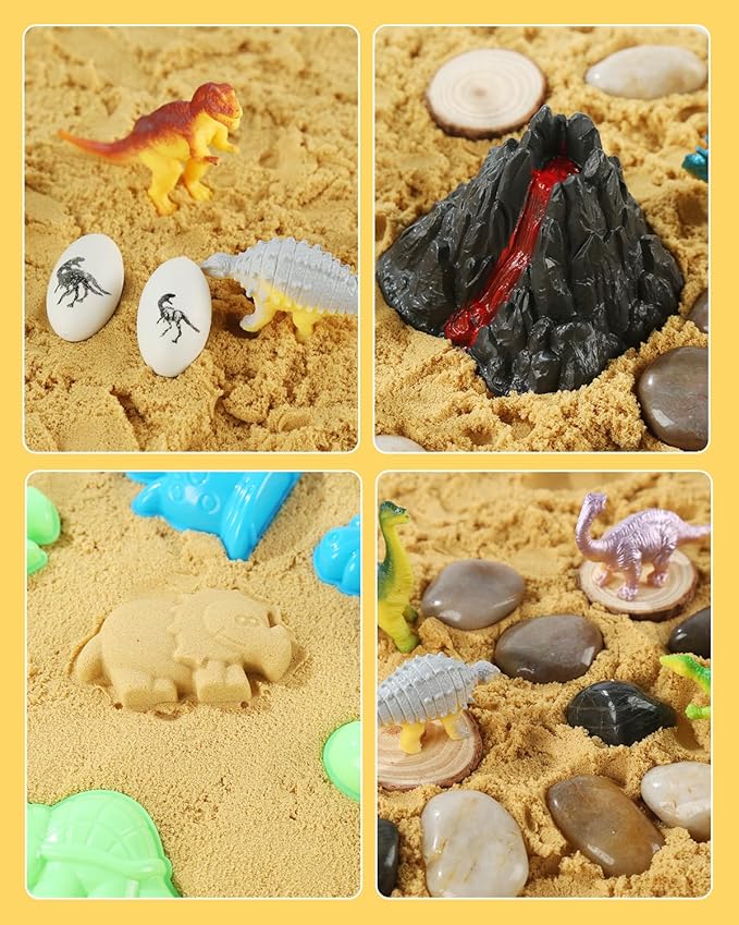 sikmcle Dinosaur Sensory Bin Toy for Kids Dinosaur Toys and Play Sand Kit for Boy Sensory Bin Filler and Toddler Activities for Boys and Girls Ages 3-6+