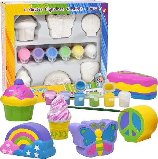 Decorate Your Own Figurines, Paint Your Own Kids Set - Includes Six Figurines, Paint Brush, Six Pots of Paint