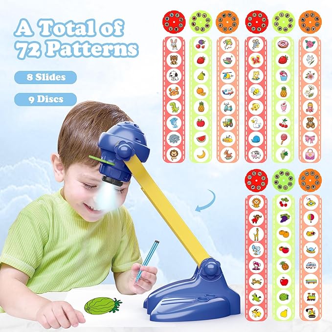 Hoarosall Drawing Projector for Kids, Art and Craft Kit, Toys for Boys Aged 3+, Drawing Supplies, Including Colored Pencils, Crayons, Coloring Books, Gift for 3+ Year Old Boys (Dark Blue)