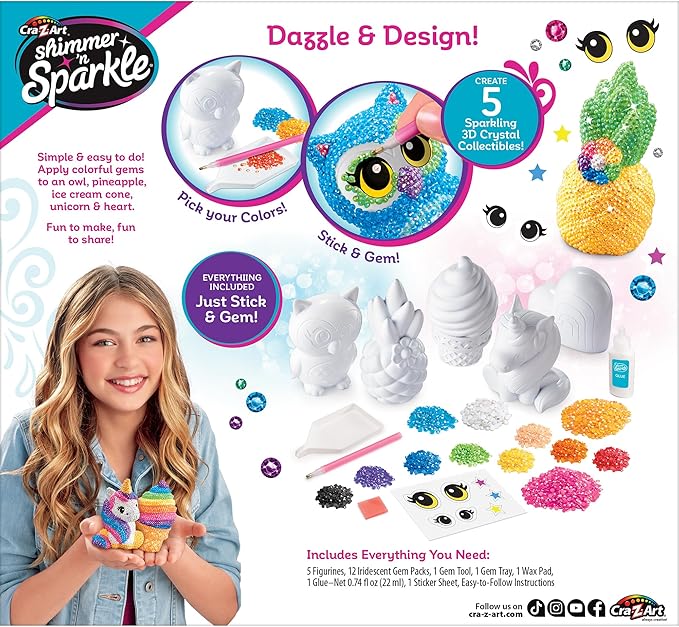 Shimmer ‘n Sparkle3D Crystal Gem Creations - Crystal Figurine Collectible Arts and Crafts for Ages 8 and up