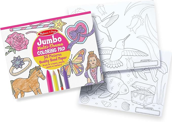 Melissa & Doug Jumbo 50-Page Kids' Coloring Pad Activity Book - Princess and Fairy