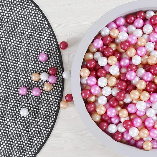 GOGOSO Plastic Balls Play Pit Balls for Baby Kid Ball Play Pit Play Yard, Baby Fance, Playpen, Playtent with 4 Colors,2.17inches, Pearl Pink+Brown+Pearl Red+White
