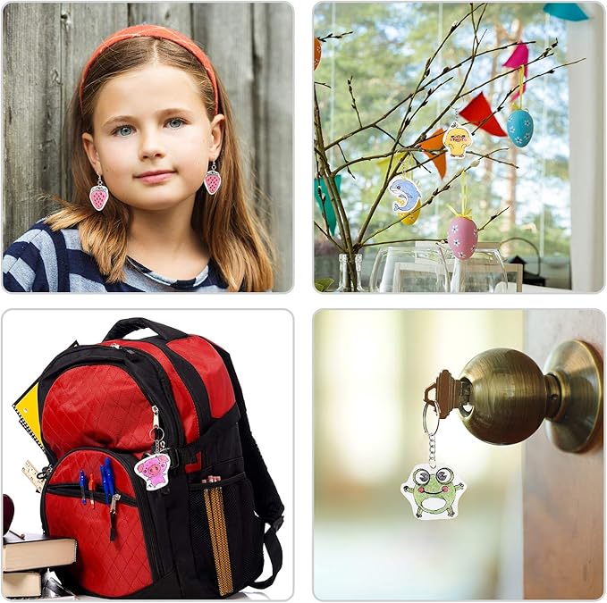 ASTARON 181Pcs Shrinking Plastic Sheets Kit Includes 20 Shrinking Film Art Paper and 161 Pcs Shrinkles Keychains Making Accessories for Kids Craft and Art Supplies