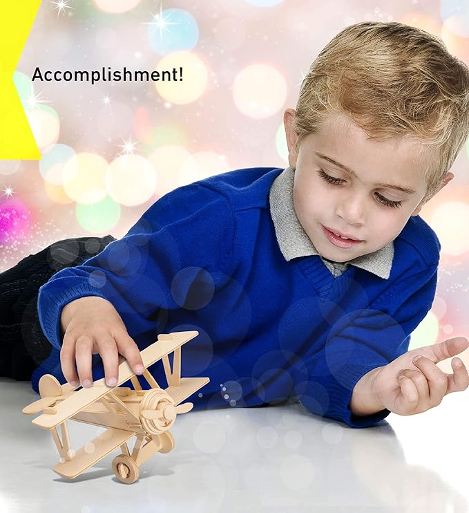 Puzzle 3D Nieuport 17 Airplane Model Puzzle - Wooden Airplane Toy Model Construction Kit, Educational Wooden Airplane Model Kit for Kids and Adults, Cool Plane Construction Puzzle Toy - 30 Pc/Pack