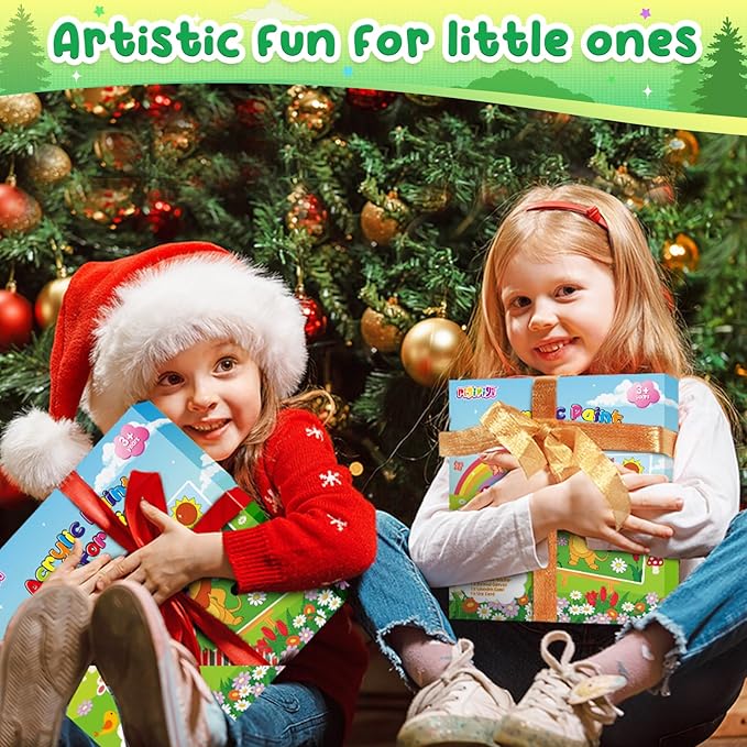 pigipigi Acrylic Paint Set Activity for Kids, Easter Basket Stuffers Art Craft Paints Gifts for Girls Boys Party Favor Games DIY Supplies, Valentine's Day Gifts for Kids