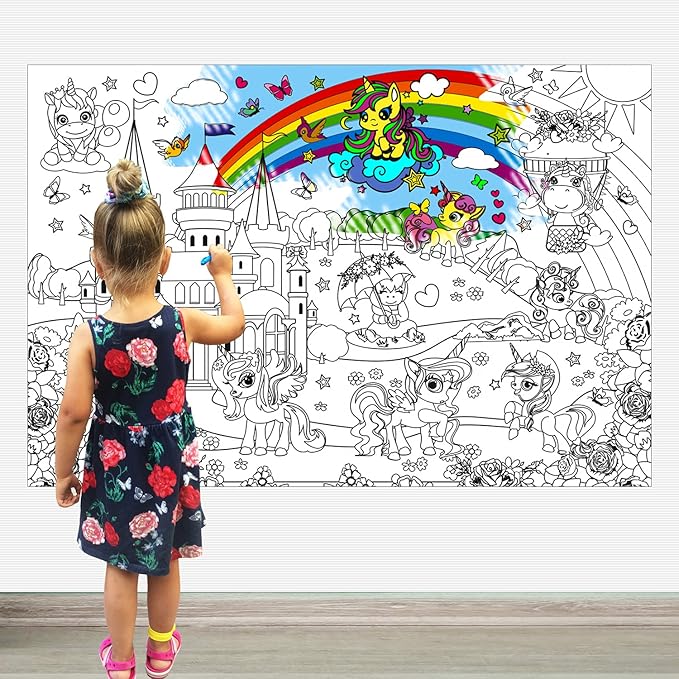 Unicorn Coloring Poster for Kids at Birthday Party - Giant Coloring Posters for Girls - Extra Large Coloring Sheets - Super Huge Coloring Pages - Jumbo Coloring Floor Wall Size Big Coloring Book