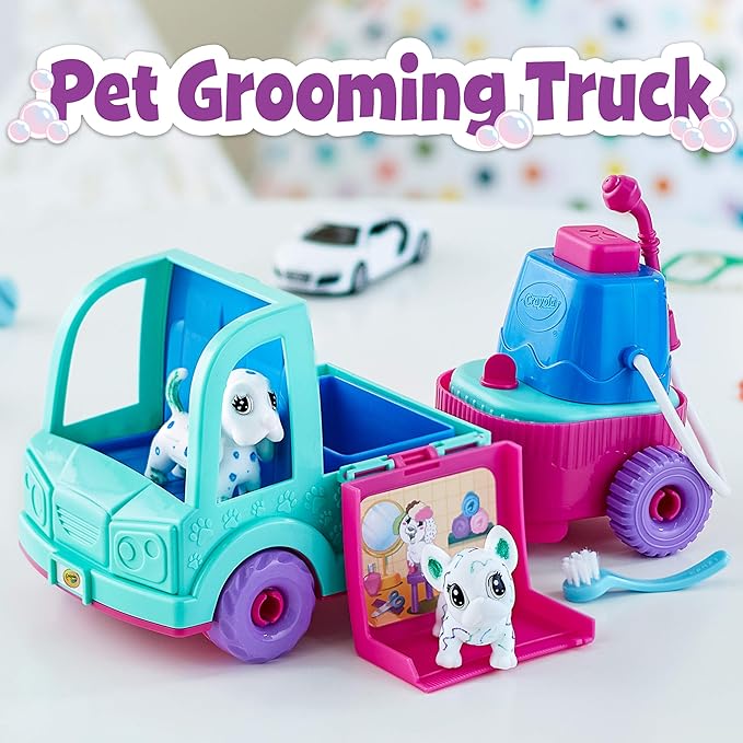 Crayola Scribble Scrubbie Pets Grooming Truck (10 Pcs), Toy Pet Playset, Kids Pet Care Toy, Gift for Girls & Boys, Ages 3+