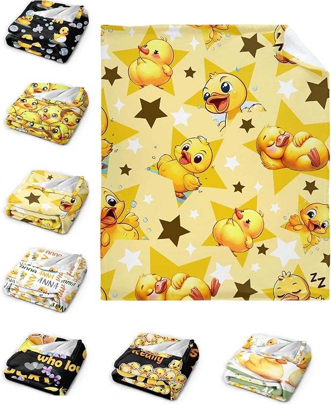 Aparajita Yellow Star Ducks Adult Duck Blanket Kids Funny Blanket Suitable for Bedroom Bed Sofa Crib Couch Chair Outdoor All Season Items That Yellow Duck Lovers Will Love 40"x30"for Pets