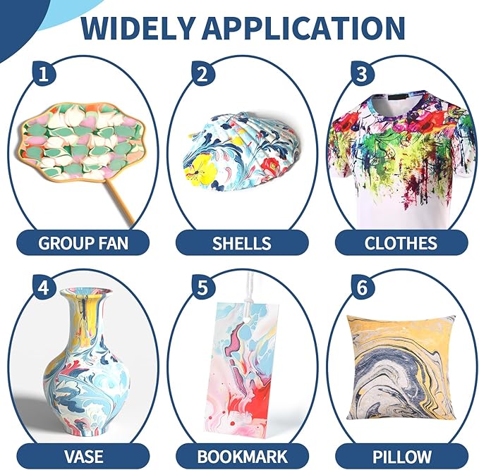 Water Marbling Paint for Kids, Arts and Crafts for Girls Boys, Marbling Paint Art Kit Art Supplies for Kids, Non-Toxic Creative Arts Crafts Kits Ideal Toys Gifts for Kids Toddlers Age 3-5 4-8 8-12