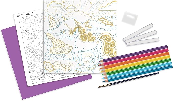 Faber-Castell Paint by Number Foil Fun - Unicorns - Color and Display 1 Unicorn Paint by Number Board