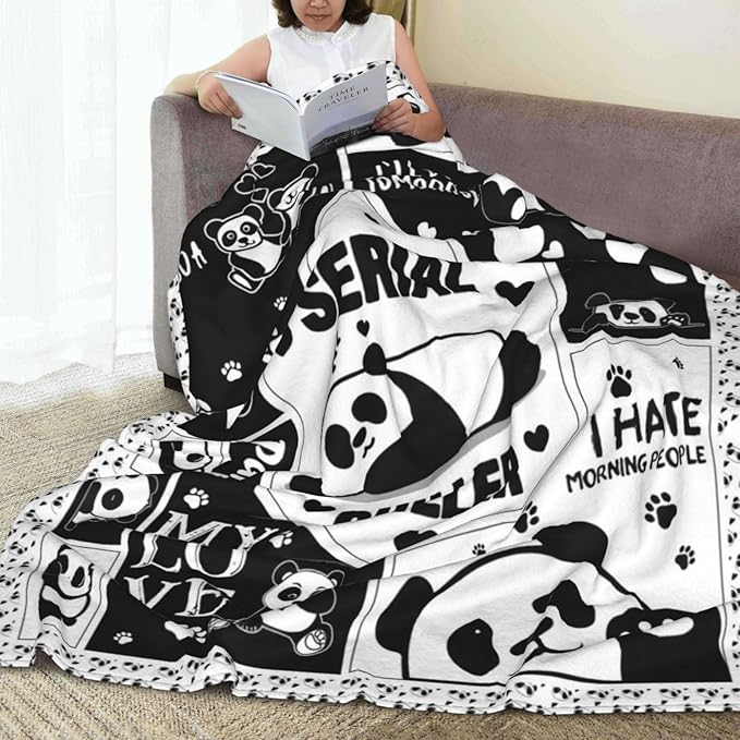 Panda Throw Blanket Panda Gifts for Girls Kids Teens Plush Fleece Flannel Panda Blanket Soft Cozy Warm Fuzzy Pandas Animal Blankets for Kids Adults Couch Bed Sofa All Seasons 60"X80"