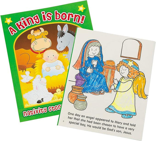Nativity Coloring Book with Story of Christmas - Set of 12 - Religious Activity Books for Kids
