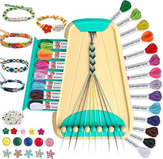 Arts and Crafts for Kids Ages 8-12,Friendship Bracelet Making Kit for Girl,Kids Jewelry Making Kit with 28 Pre-Cut Threads,Christmas Birthday Gifts for Ages 6 7 8 9 10 11 12 Year Old Cyan