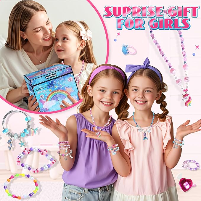 FUNSENLY 2000pcs Charm Beads Bracelet Making Kit for Girls, Jewelry Making Kit for Girls 4-6 8-12, Valentines Day Gift for Kids Girls, Arts and Crafts Girls Toys for Kids Age 4-8 8-12