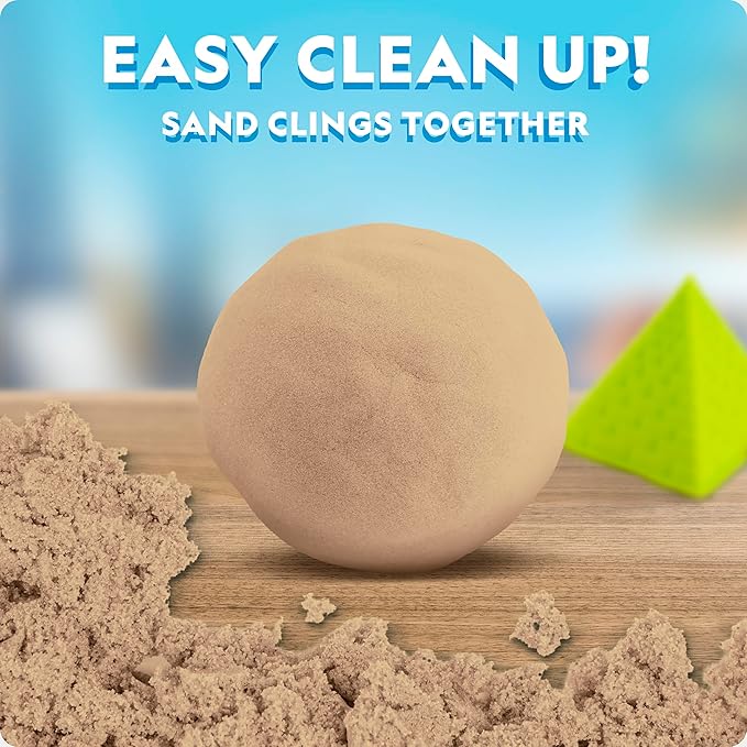 National Geographic Moon Sand - 24 Lb. Bulk Play Sand Kit with 6 Castle Molds (Natural) - A Fun No Mess Sensory Activity, Kids Fake Sand Play Set, Sensory Bin Filler