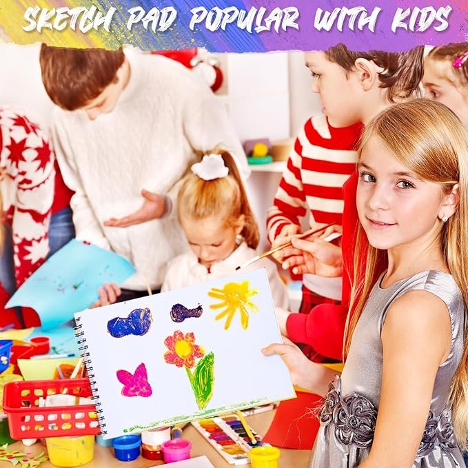 Fulmoon 100 Pack Drawing Pad for Kids Sketch Pads 40 Sheets Top Spiral Drawing Books Bulk 6 x 9 Inch Children Coloring Paper for Crayons Pencils School Kid Painting Party Art Supplies