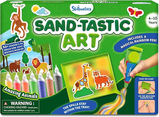 Skillmatics Art & Craft Activity - Sand-Tastic Art Animals, Sand Art for Kids, Craft Kits & Supplies, DIY Creative Activity, Gifts for Girls & Boys Ages 4, 5, 6, 7, 8, 9, 10
