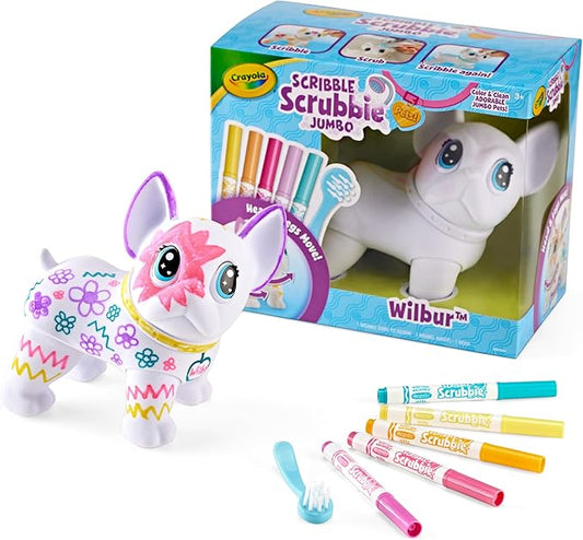 Crayola Scribble Scrubbie Jumbo Pet - Wilbur (6in), Customizable Dog Toy for Kids, Arts & Crafts, Gifts for Boys & Girls, 3+