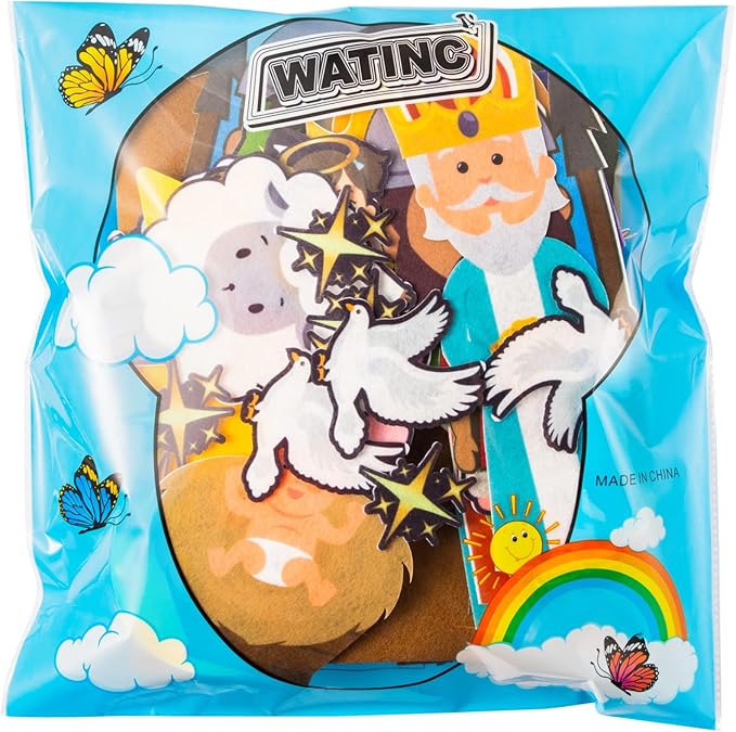 WATINC 42Pcs Nativity Baby Jesus Birth Felt Story Board Set Christmas Storytelling Party Supplies Xmas He is Risen Jesus Crucifixion Resurrection Early Learning Play Kit for Toddlers Kids