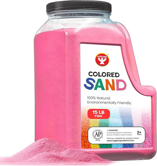Hygloss Colored Play Sand – 15 lb Pink Craft Sand for Sand Art, Christmas Gifts & Decorations, DIY Projects, Classroom Activities, and Plant Décor – Fine, Non-Toxic Sand, Safe for Kids Ages 3+