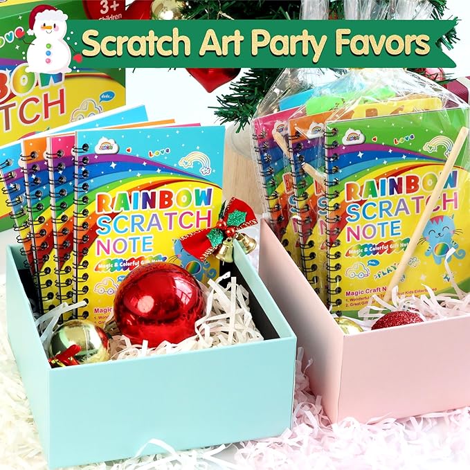 ZMLM Rainbow Scratch Party Favors Kids: Birthday Gifts Toy Bulk Scratch Art Notebook 36 Pack Scratch Paper Birthday Party Favor Girls Boys Art Craft Kit Scratch Pads Classroom Prizes