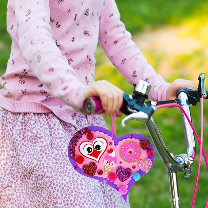 Winlyn 24 Sets Valentine's Day Heart Ornaments Decorations DIY Heart Ornaments Valentine Craft Kits Assorted Foam Heart Shape Stickers Googly Eyes for Kids Classroom Activity Gift Exchange Art Project