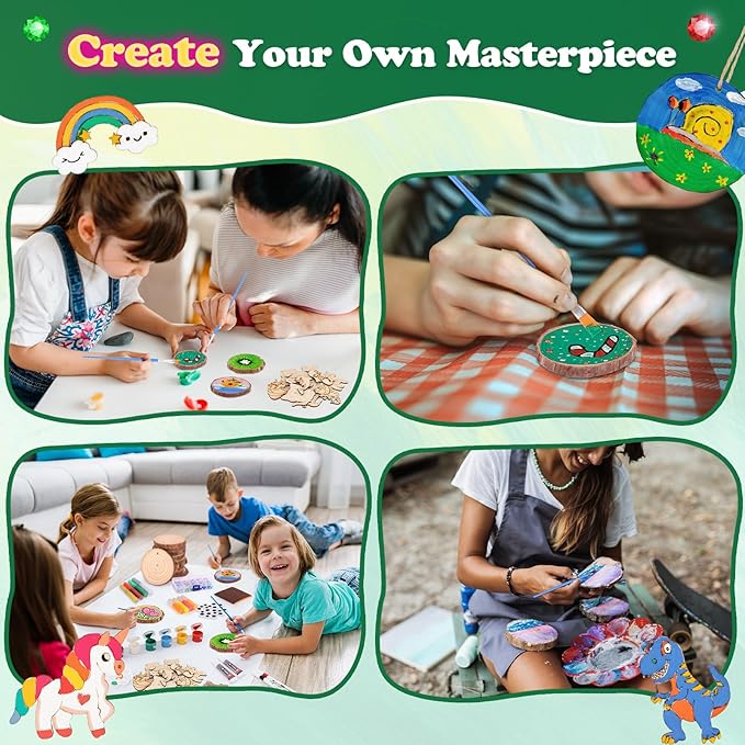 Glow in The Dark Wood Painting Kit - Arts and Crafts for Kids Ages 5-12, Gifts for Girls Boys Birthday Christmas, Girls Toys 5 6 7 8 9 10 11 12 Year Old, Art Supplies Party Activities