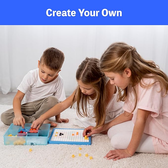 KIEZ 490 Pieces Mosaic Puzzle, Pixel Art Challenge with 24 Designs (Animals, Vehicles, Fruits, Architectures), DIY Art STEM Toys for Kids 3+ Years Old