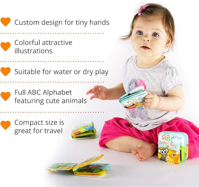 Floating Baby Bath Books. Kids Learning Bath Toys. Waterproof Bathtime Toys for Toddlers. Kids Educational Infant Bath Toys.(Set of 4: ABC Animal Bath Books)