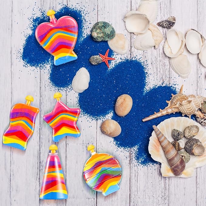 Liliful Sand Art Bottles for Kids, Sand Art Plastic Crafts Kit Bulk Arts Crafts Kit, Include Clear Sand Art Bottles with Funnel for Boys Girls DIY Sand Arts Crafts Party (20 Pcs)