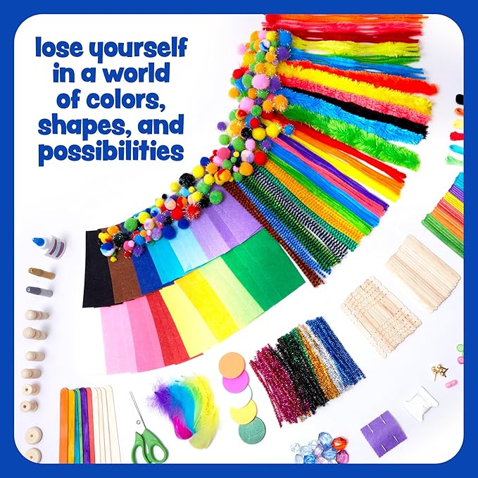 Dan&Darci Arts and Crafts Vault - Craft Supplies Kit in a Box for Kids Ages 4 5 6 7 8 9 10 11 & 12 Year Old Girls & Boys - Crafting Set Kits - Easter Gift Ideas for Kid Art Activity Gifts