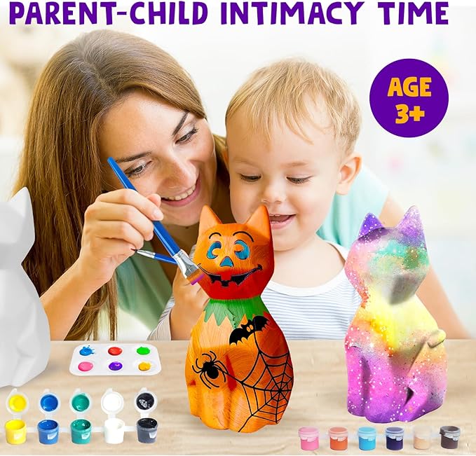 Goodyking Paint Your Own Cat Lamp Craft Kit, DIY 3D Warm Light Cat Lamp, Arts and Crafts for Kids Ages 8-12, Birthday Gifts for 8-12 Years Old Girls Boy, Painting Kit for Kids Ages 3 4 5 6 7 8 9+