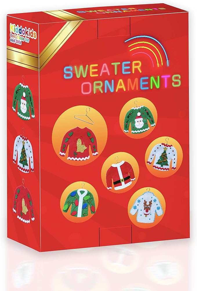 DIY Ugly Sweater Christmas Tree Ornaments, Holiday Craft Kit Toys for Kids-6 Packs