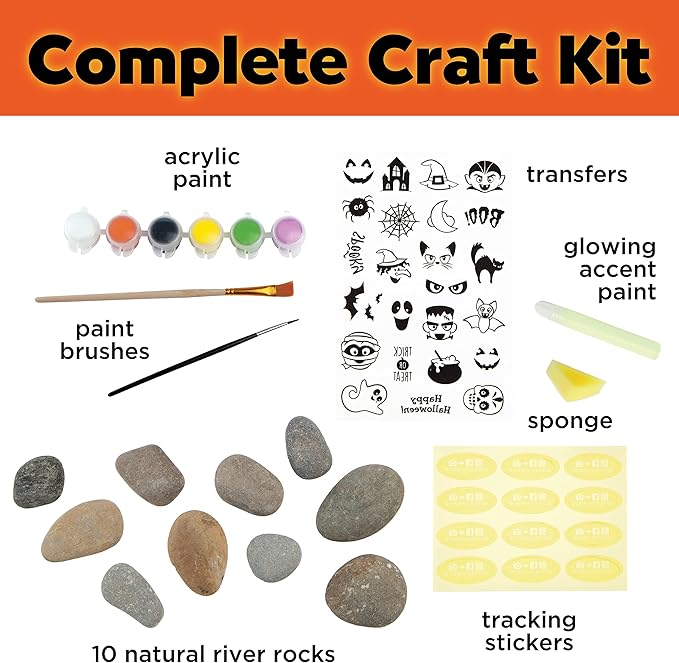 Creativity for Kids Hide and Seek Halloween Rock Painting Kit - Halloween Crafts for Kids Ages 6-8 for Kids, Kids Crafts