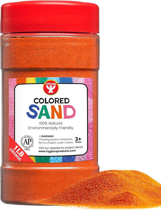 Hygloss Products Colored Play Sand - Assorted Colorful Craft Art Bucket O' Sand, Orange, 1 lb