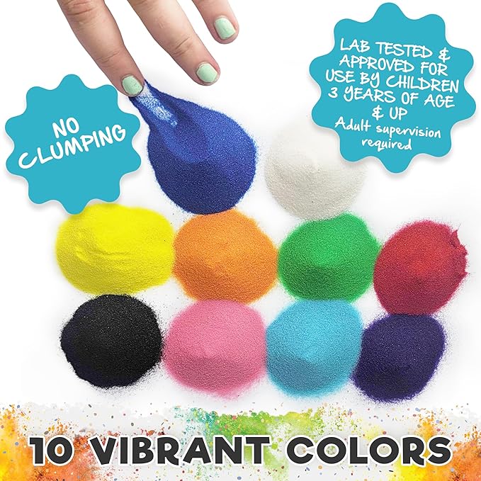CuteyCo Crafty Sand Pack - 10 Colors: 11 lbs of Vibrant Craft Sand & Play Sand