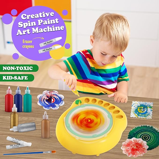 Arts and Crafts for Kids Ages 4-8,Paint Spin Art Machine Kit,Art Craft Set for 6-9 Year Old,Cool Painting Spinner Toys Kits Set,Art Supplies Birthday Gifts for Boy Girl Ages 6 7 8 9 10 11 12 (Green)