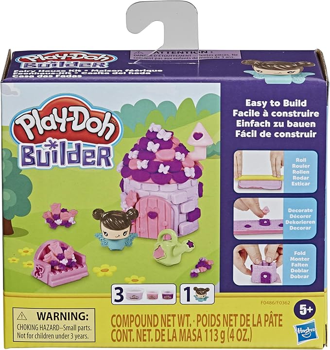 Play-Doh Builder Fairy House Toy Building Kit for Kids 5 Years and Up with 3 Non-Toxic Colors - Easy to Build DIY Craft Set