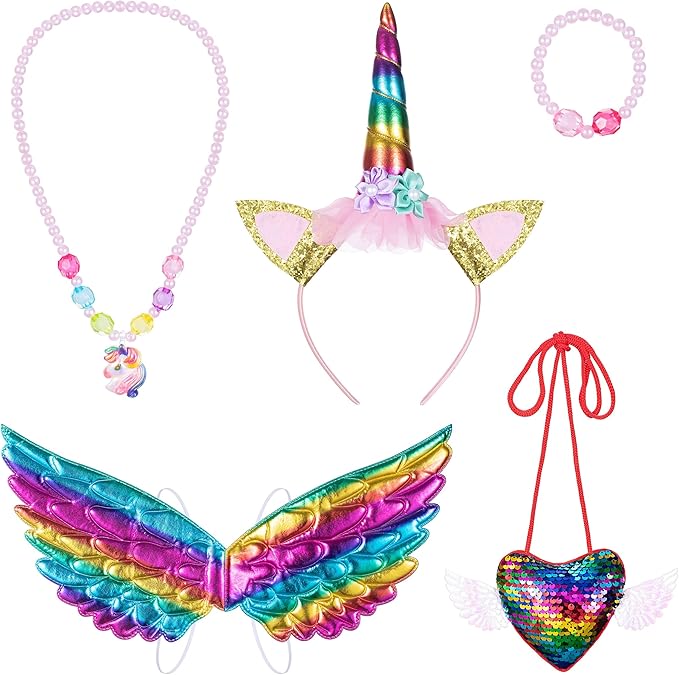 Sequin Unicorn Costume Tutu for Girls Halloween Birthday Party Dress Up with Accessories 2-9 Years