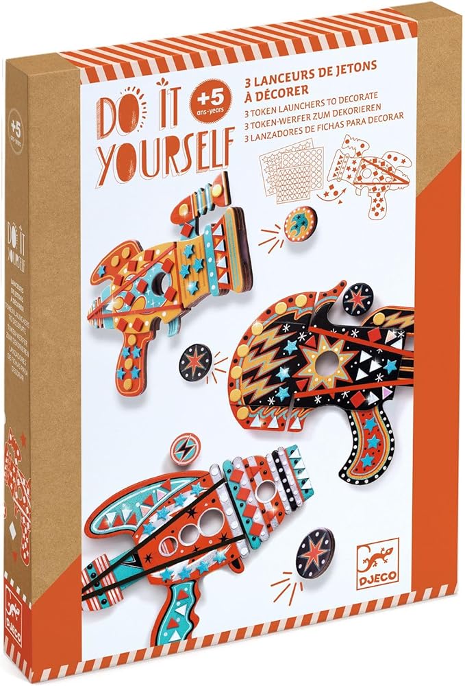 Djeco-US Kosmik Token Launchers - Makes 3 Arts & Crafts for Ages 6 to 9