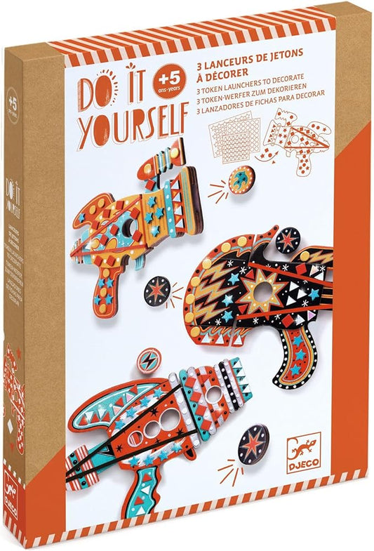 Djeco-US Kosmik Token Launchers - Makes 3 Arts & Crafts for Ages 6 to 9