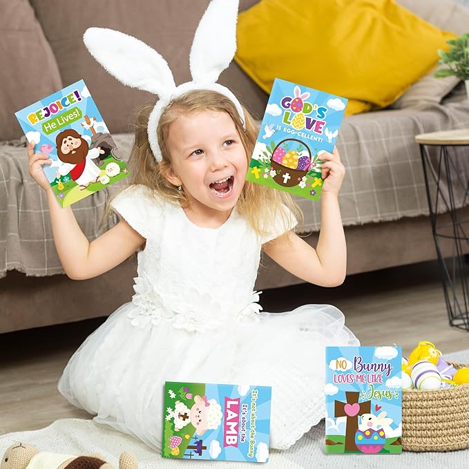 Dvbonike 24Pcs Easter Religious Coloring Books - Christian DIY Color-in Pages Booklet Bulk Drawing Easter Theme Activity Party Supplies for School Classroom Rewards Holiday Artwork Gift