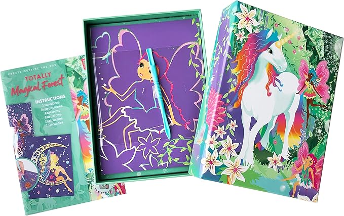 Totally Magical Forest Fairies and Unicorns Scratch Art Kit to Make, Display and Share