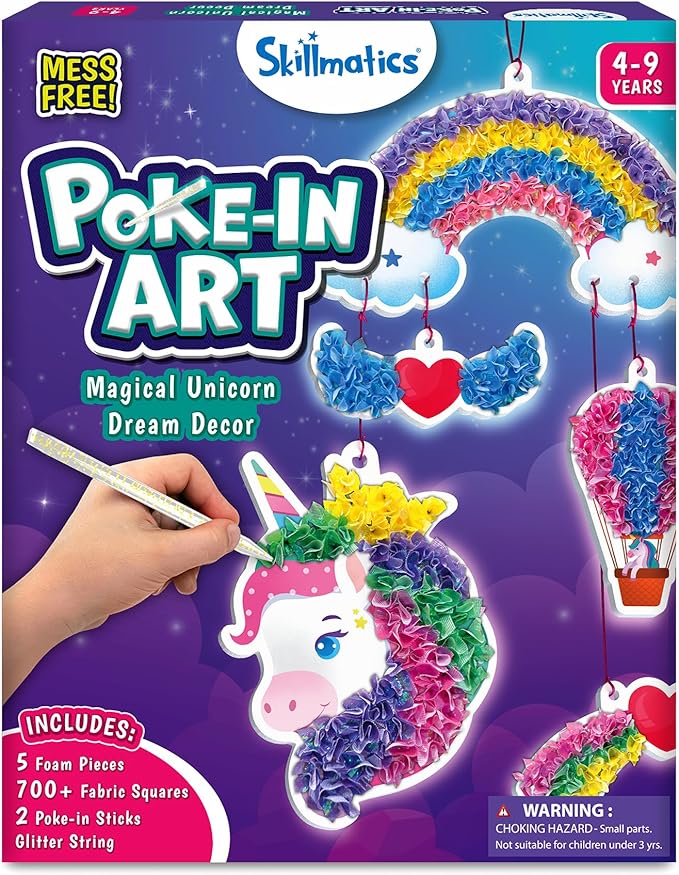 Skillmatics Art & Craft Activity - Poke-in Art Magical Unicorn Dream Decor, Mess-Free Art for Kids, DIY Craft Kits, Creative Activity, Fine Motor Skills, Gifts for Ages 4, 5, 6, 7, 8, 9