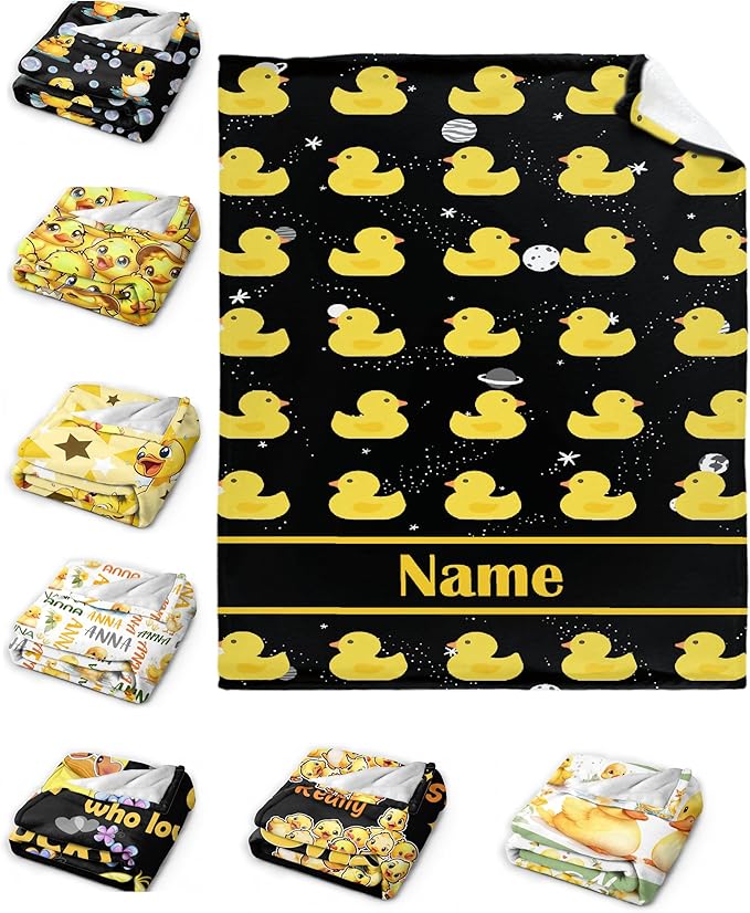 Custom Name Ruddy Duck Adult duck Blanket Kids Funny Blanket Suitable for Bedroom Living Room bed sofa Crib Couch Chair outdoor All Season Items That Yellow Duck Lovers Will Love 90”×120 ”for Family